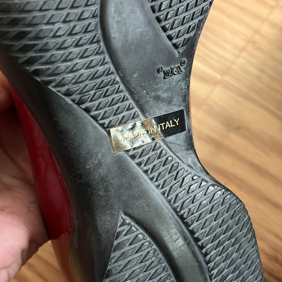 SESTO MEUCCI PATENT LEATHER LOAFERS RED BLACK SIZE 7.5M MADE IN ITALY - Picture 11 of 12